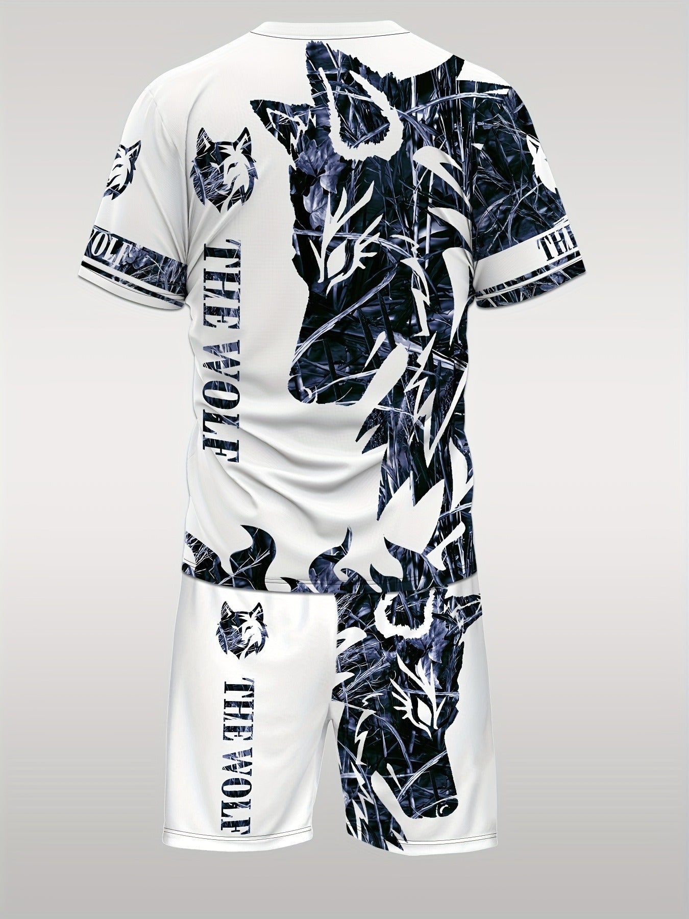 Men's Shirt and Shorts Set - Wolf Print Summer Style – view 8