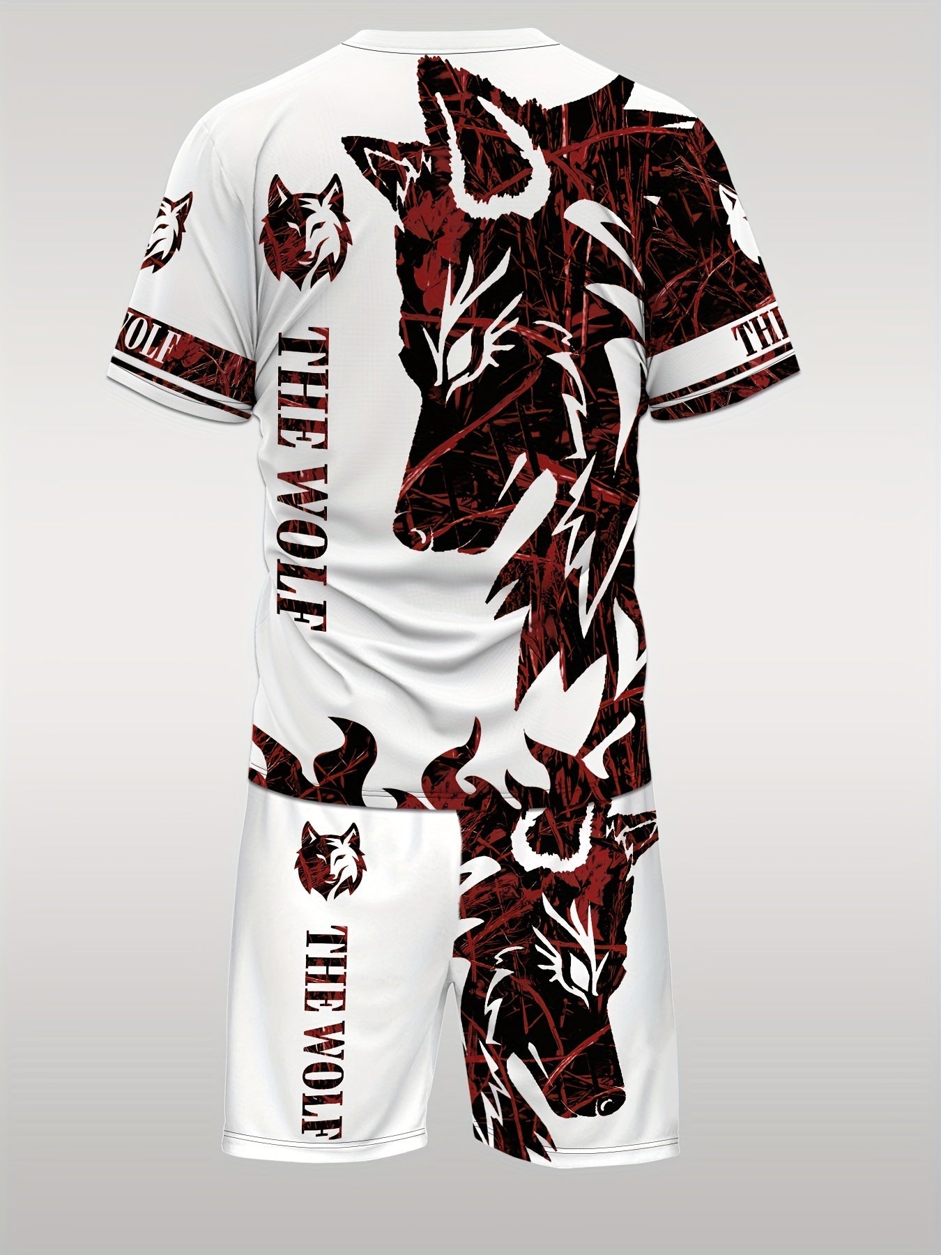 Men's Shirt and Shorts Set - Wolf Print Summer Style – view 9