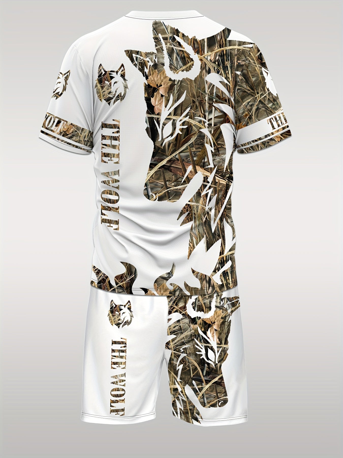 Men's Shirt and Shorts Set - Wolf Print Summer Style – view 13