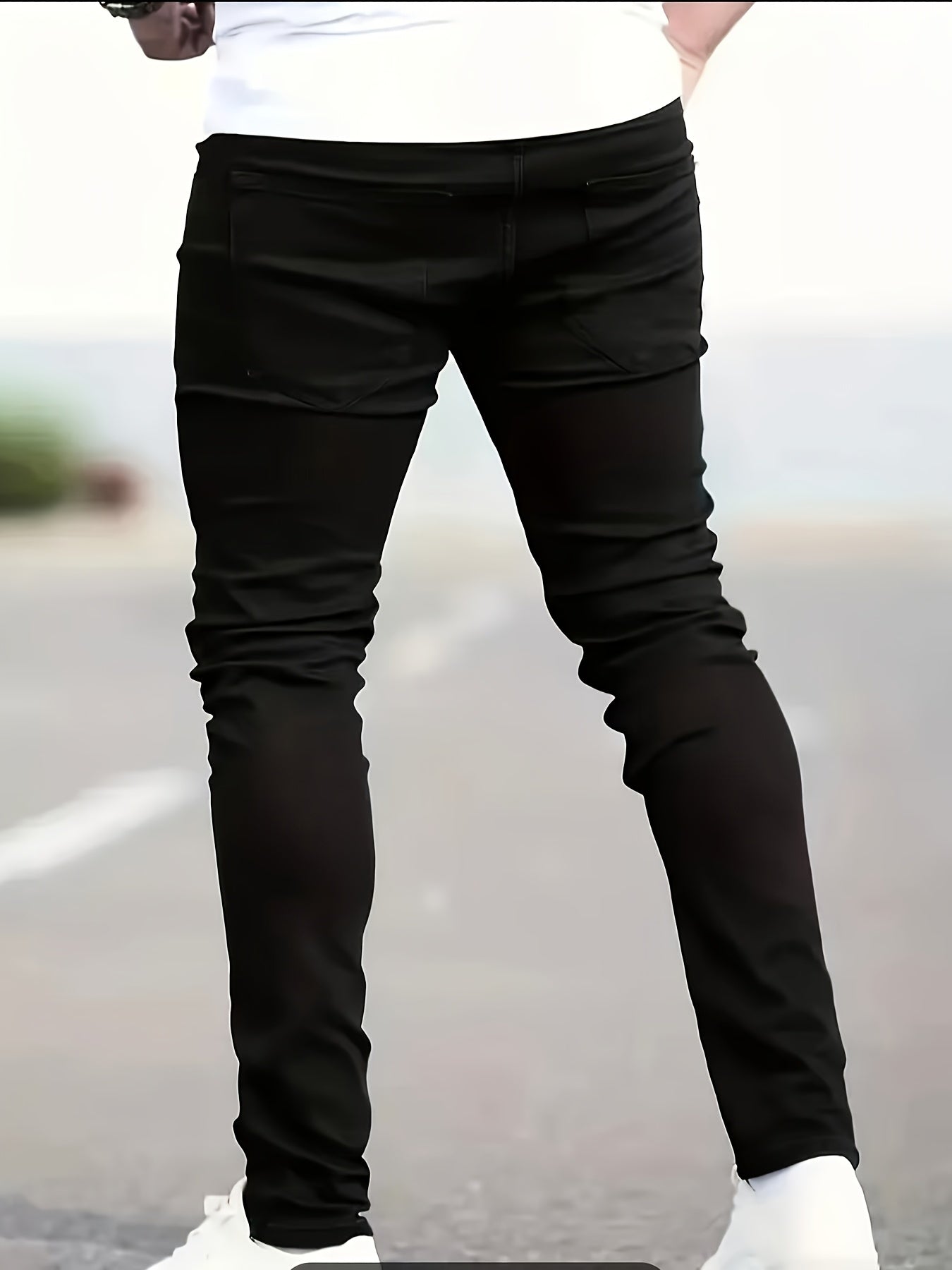 Men's Skinny Jeans - Black Denim Clean Finish – view 5