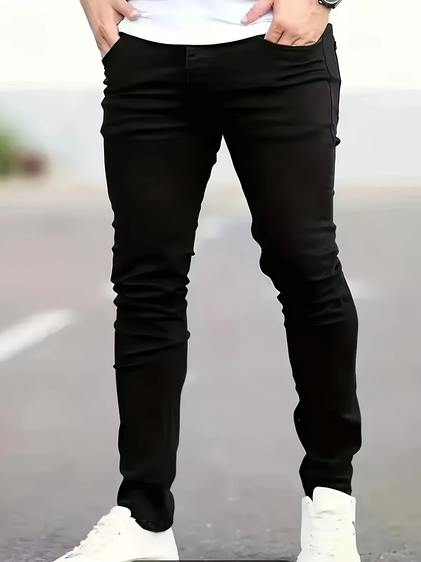 Men's Skinny Jeans - Black Denim Clean Finish – view 7