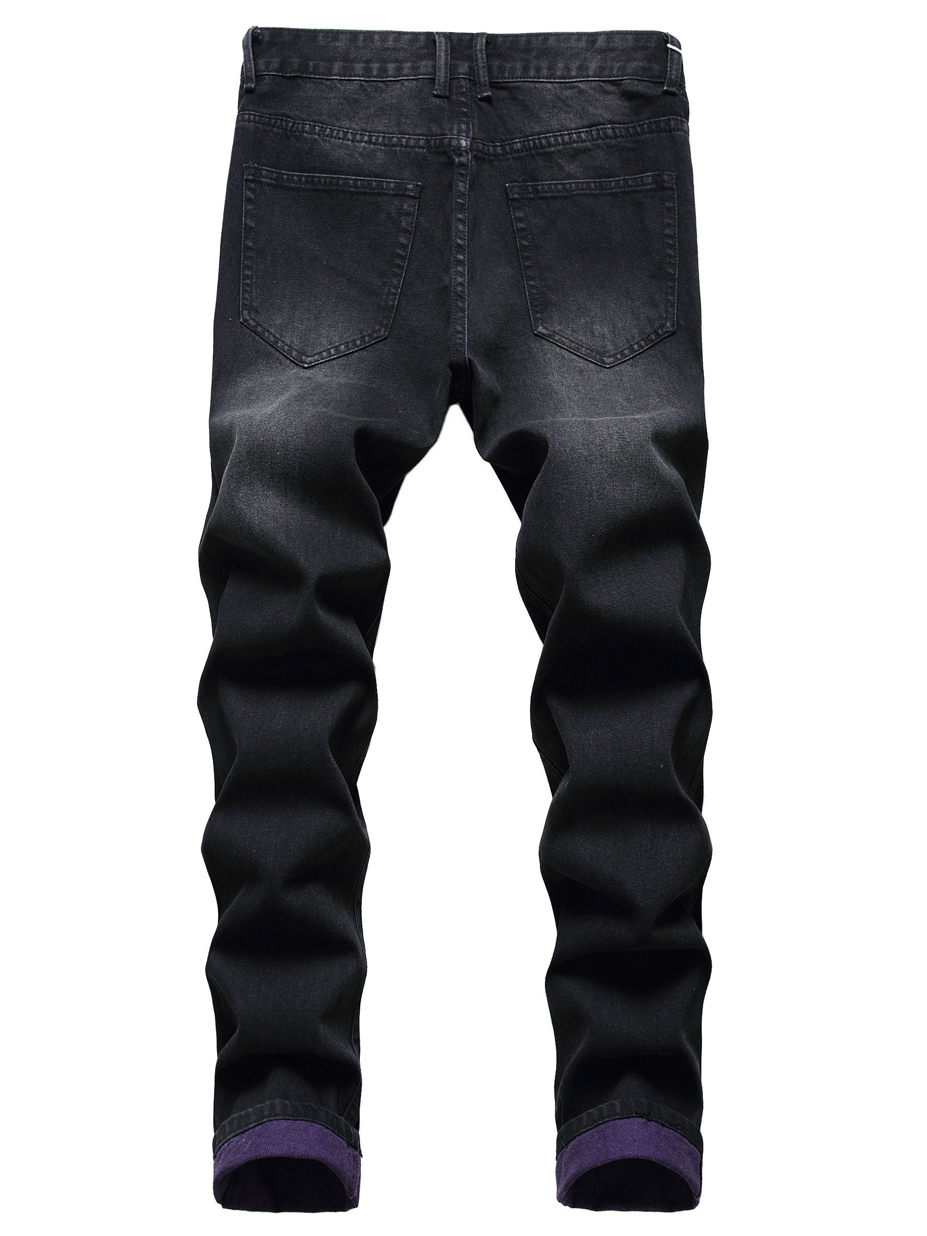 Men's Skinny Jeans - Black Denim Distressed – Mid Rise – view 2