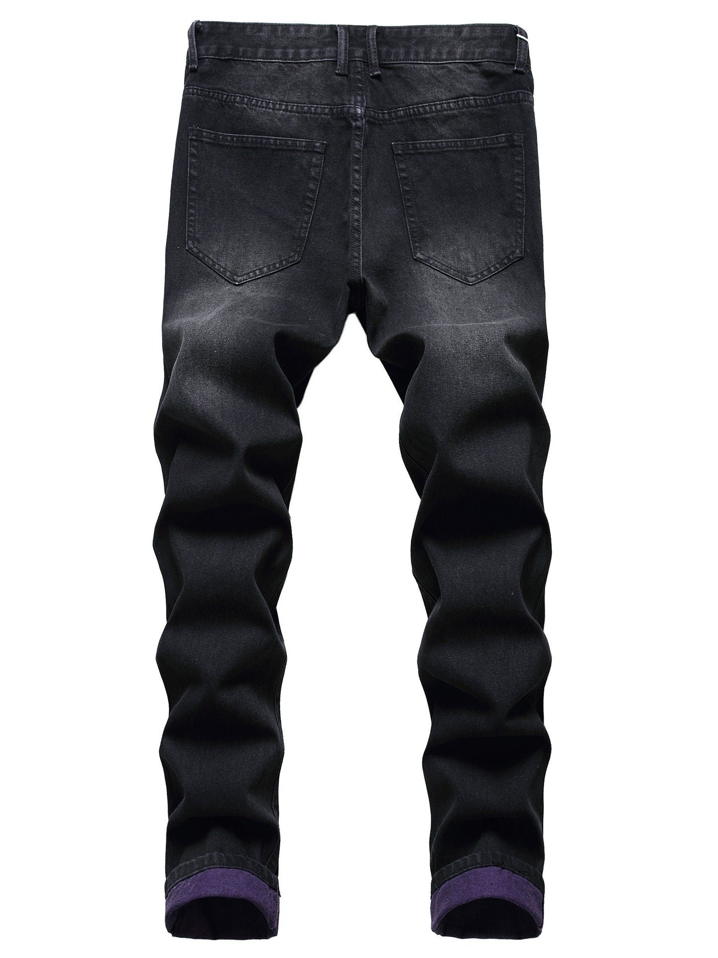 Men's Skinny Jeans - Black Denim Distressed – Mid Rise – view 6