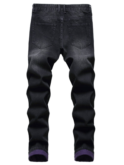 Men's Skinny Jeans - Black Denim Distressed – Mid Rise – view 6