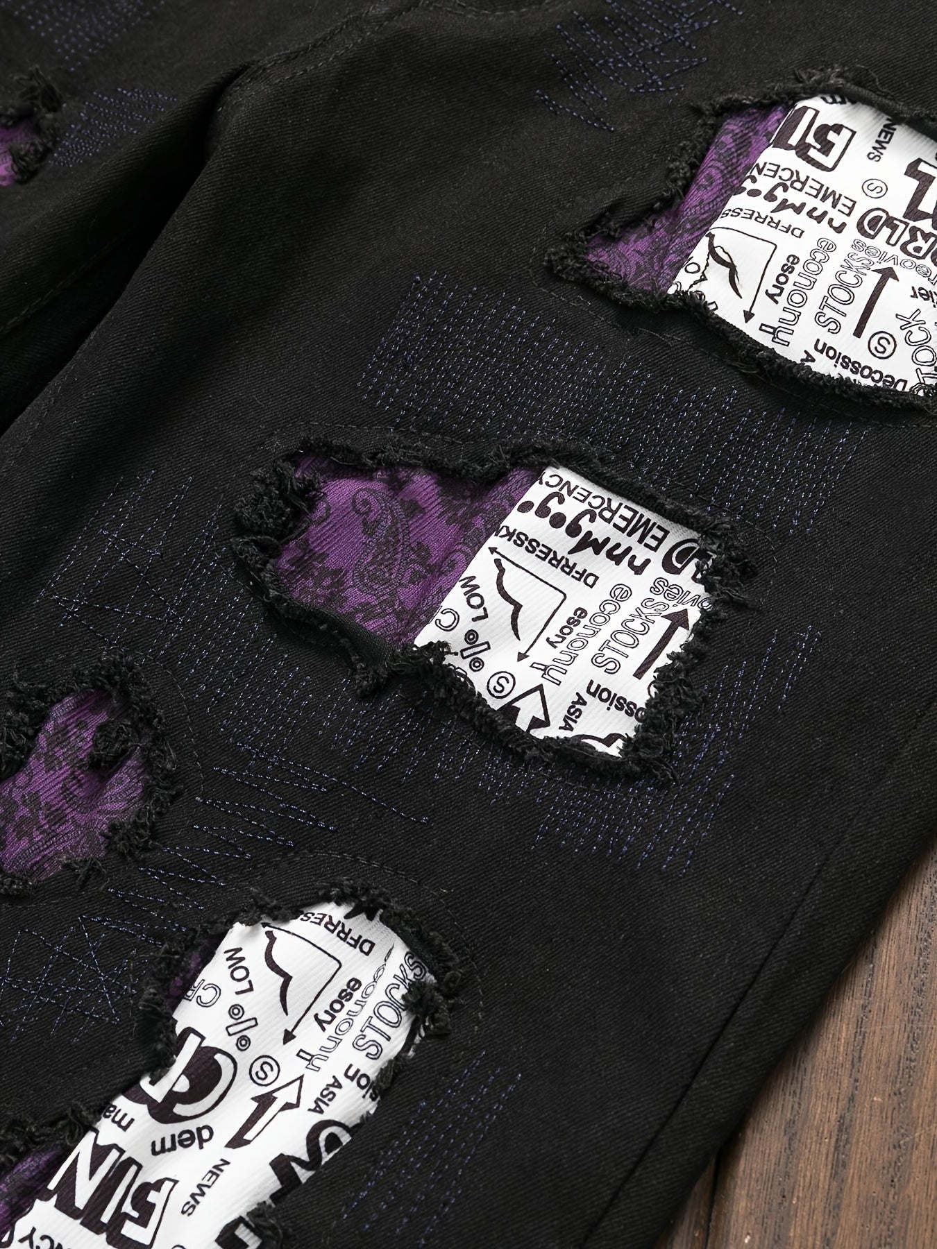 Men's Skinny Jeans - Black Denim Distressed – Sizes 30–40 – view 4