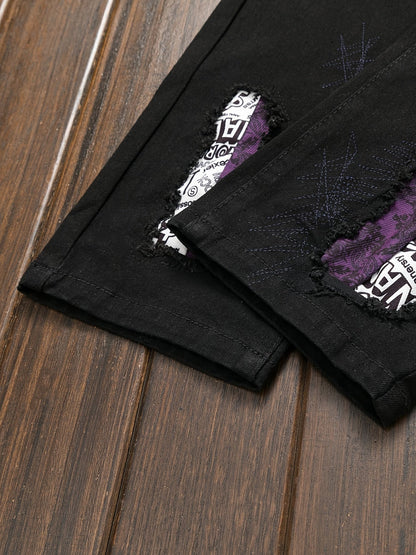 Men's Skinny Jeans - Black Denim Distressed – Sizes 30–40 – view 7