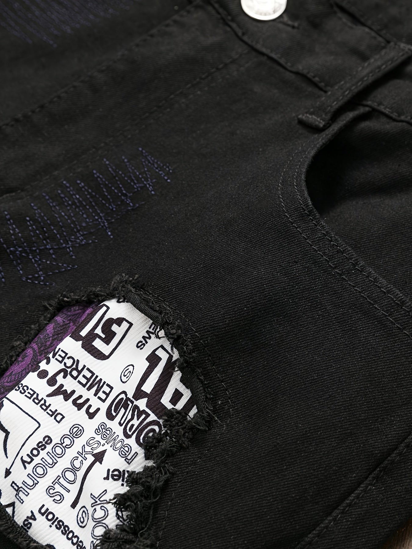 Men's Skinny Jeans - Black Denim Distressed – Sizes 30–40 – view 12