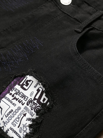 Men's Skinny Jeans - Black Denim Distressed – Sizes 30–40 – view 12