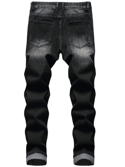 Men's Skinny Jeans - Classic Wash Distressed – Dark Gray – view 2