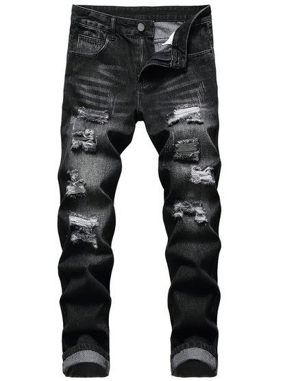 Men's Skinny Jeans - Classic Wash Distressed – Dark Gray – view 3
