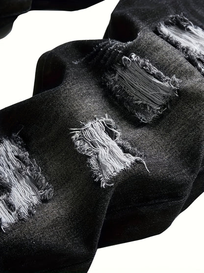 Men's Skinny Jeans - Classic Wash Distressed – Dark Gray – view 4