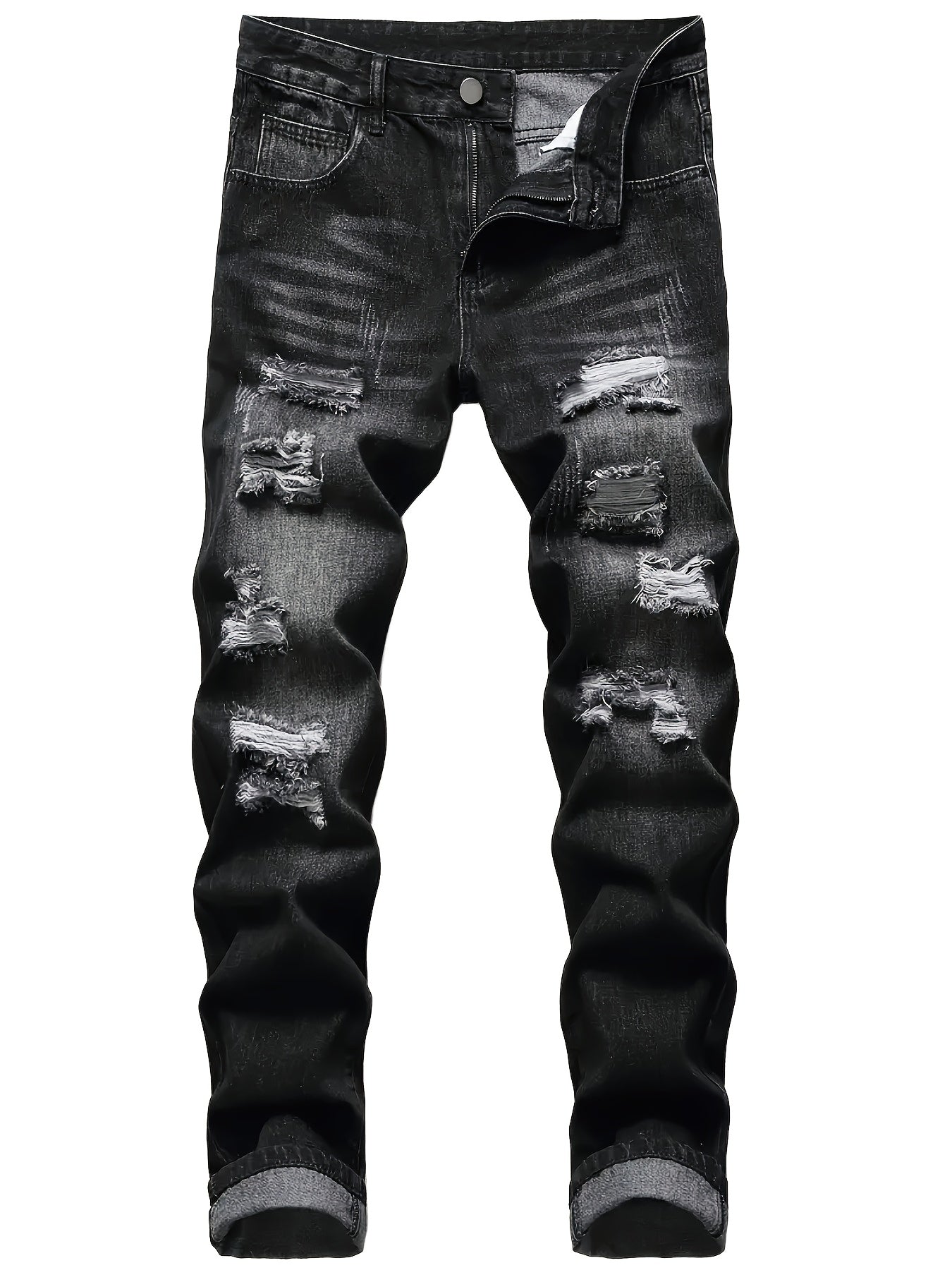 Men's Skinny Jeans - Classic Wash Distressed – Dark Gray – view 8