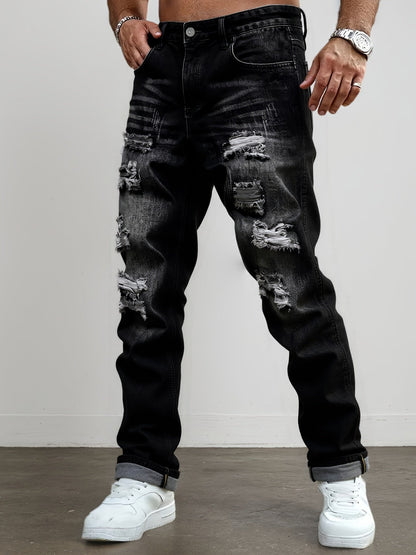 Men's Skinny Jeans - Classic Wash Distressed – Dark Gray – Gray option – main product image