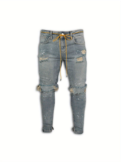 Men's Skinny Jeans - Classic Wash Distressed – Sizes S–XXXL – Blue option – main product image