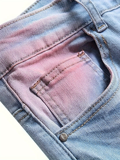 Men's Skinny Jeans - Classic Wash Distressed Streetwear – Azure – view 5