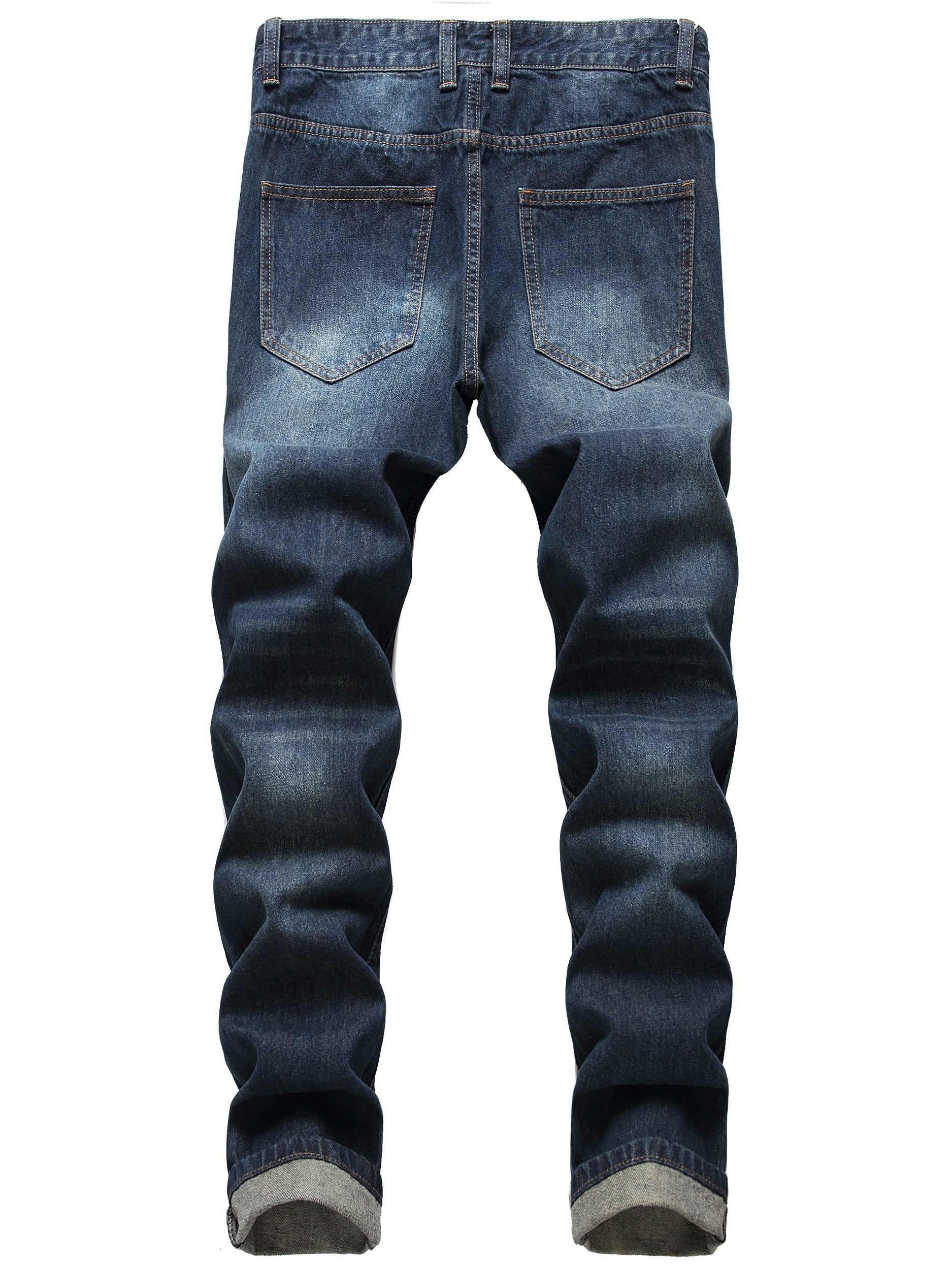 Men's Skinny Jeans - Classic Wash Distressed Streetwear – Navy Color – view 2