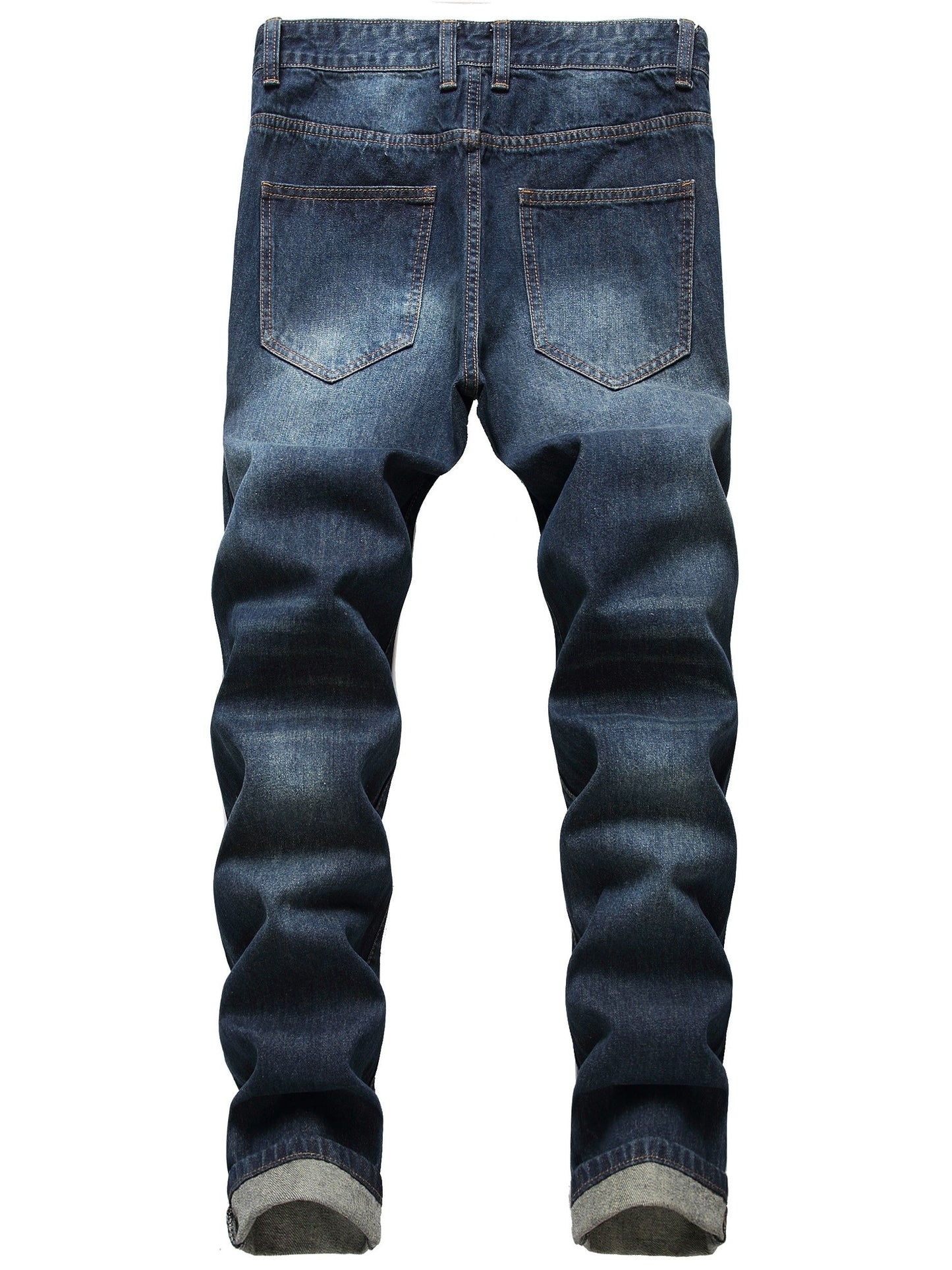Men's Skinny Jeans - Classic Wash Distressed Streetwear – Navy Color – view 8