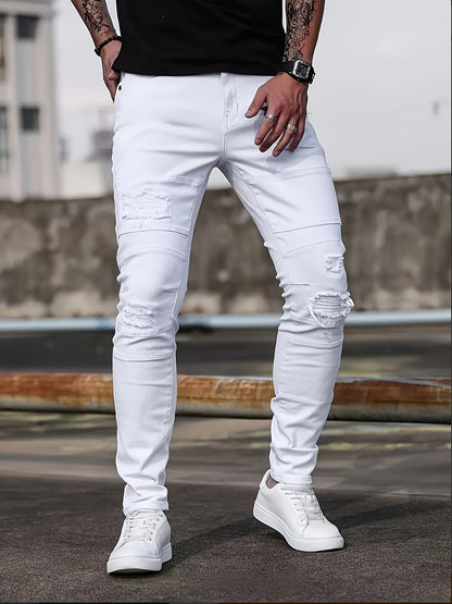 Men's Skinny Jeans - Classic Wash Patchwork – view 4