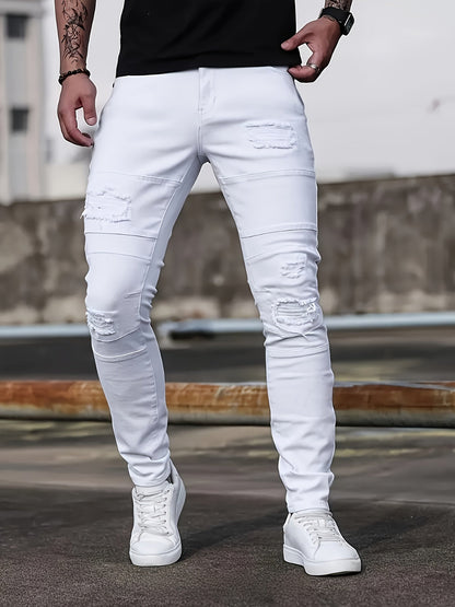 Men's Skinny Jeans - Classic Wash Patchwork – view 8