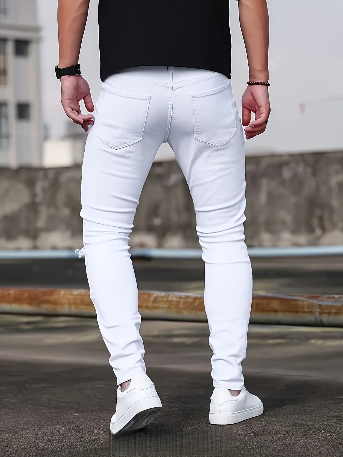 Men's Skinny Jeans - Classic Wash Patchwork – view 9