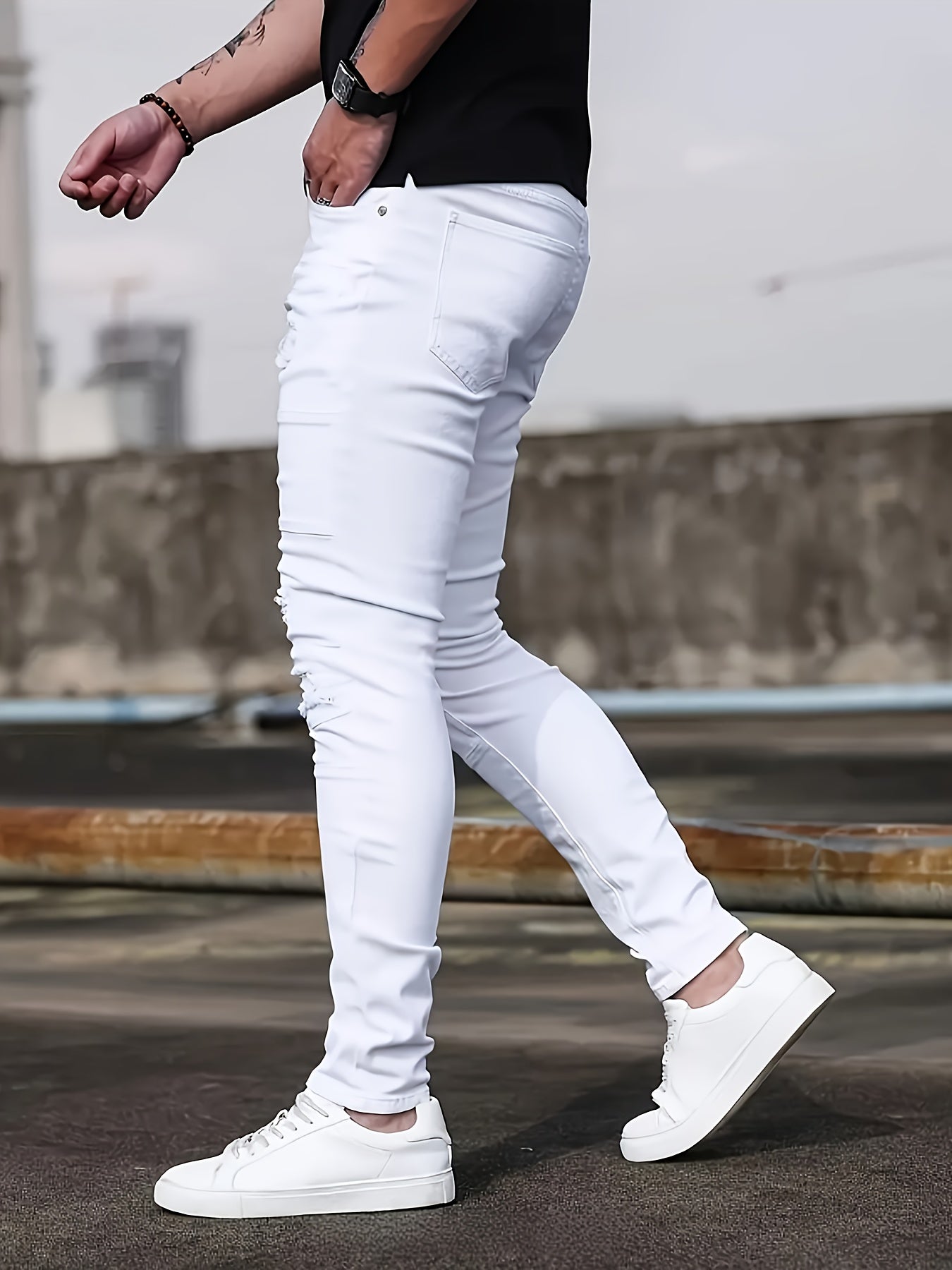 Men's Skinny Jeans - Classic Wash Patchwork – view 11