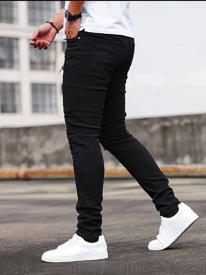 Men's Skinny Jeans - Classic Wash Patchwork – view 14