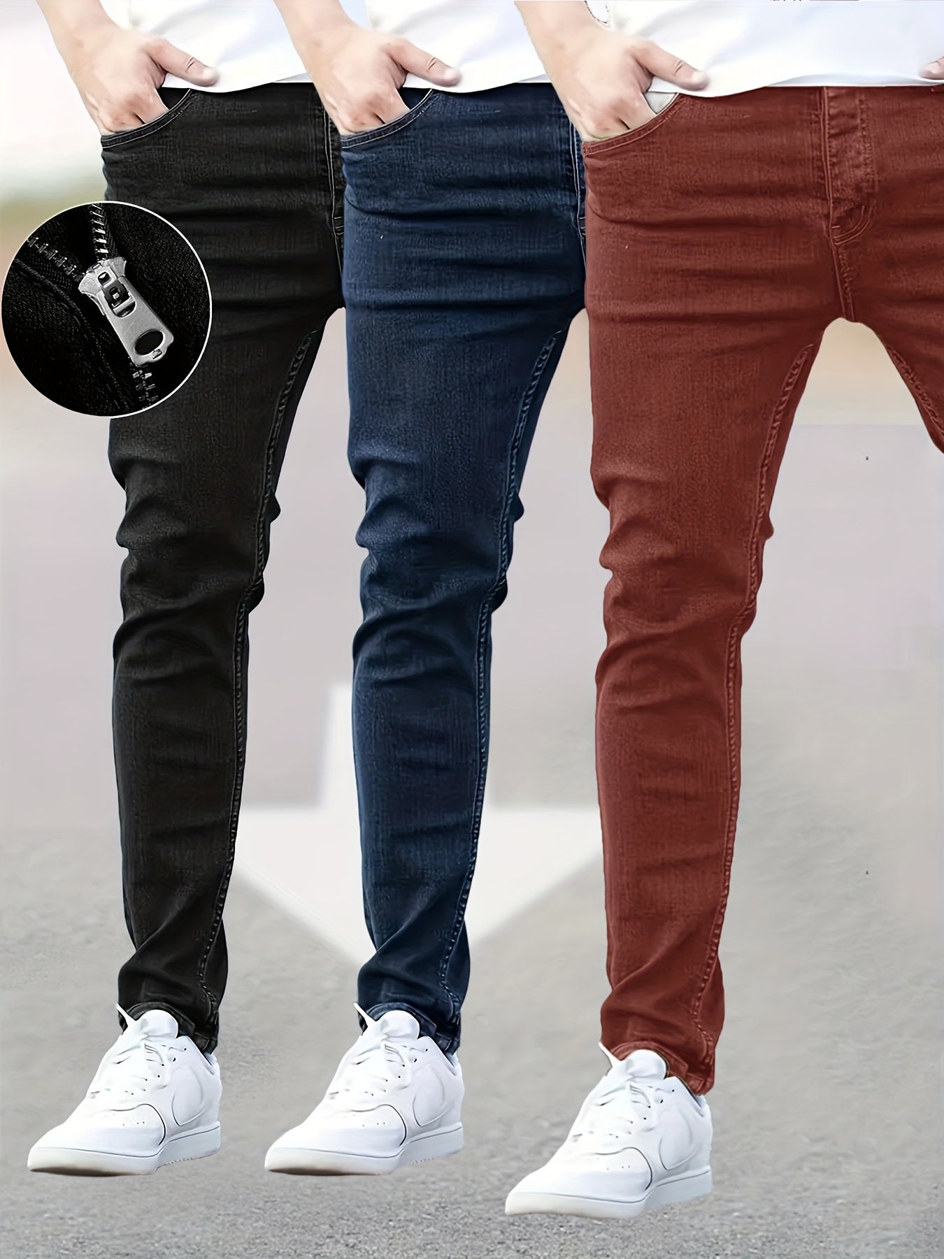 Men's Skinny Jeans - Stretch Comfort – 23-Variant Selection – Black option – view 2