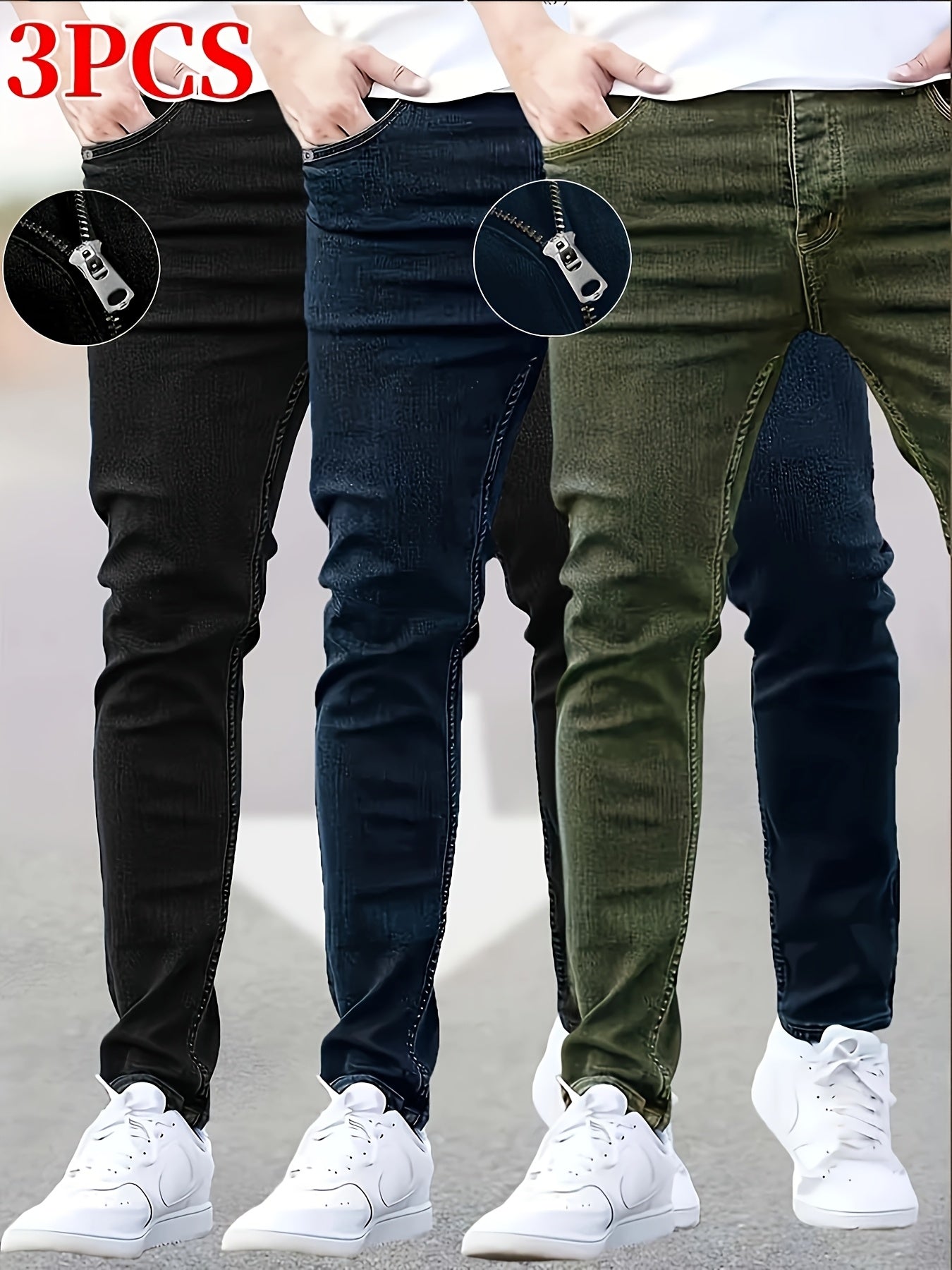Men's Skinny Jeans - Stretch Comfort – 23-Variant Selection – Black option – view 4