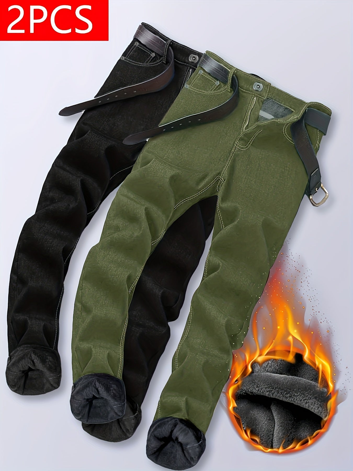 Men's Skinny Jeans - Stretch Comfort – black & army green – view 4