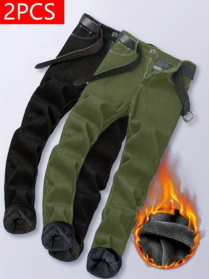 Men's Skinny Jeans - Stretch Comfort – black & army green – view 4