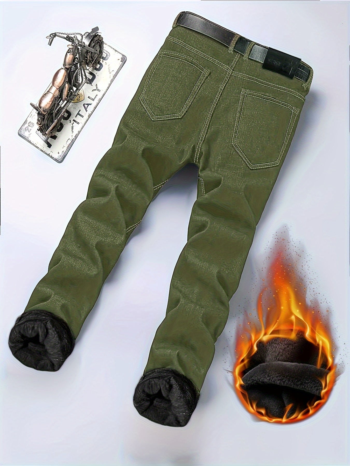 Men's Skinny Jeans - Stretch Comfort – black & army green – view 6