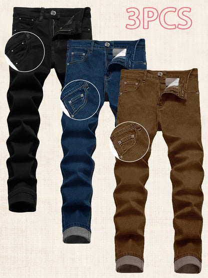 Men's Skinny Jeans - Stretch Comfort – Black Earthy Brown – view 9