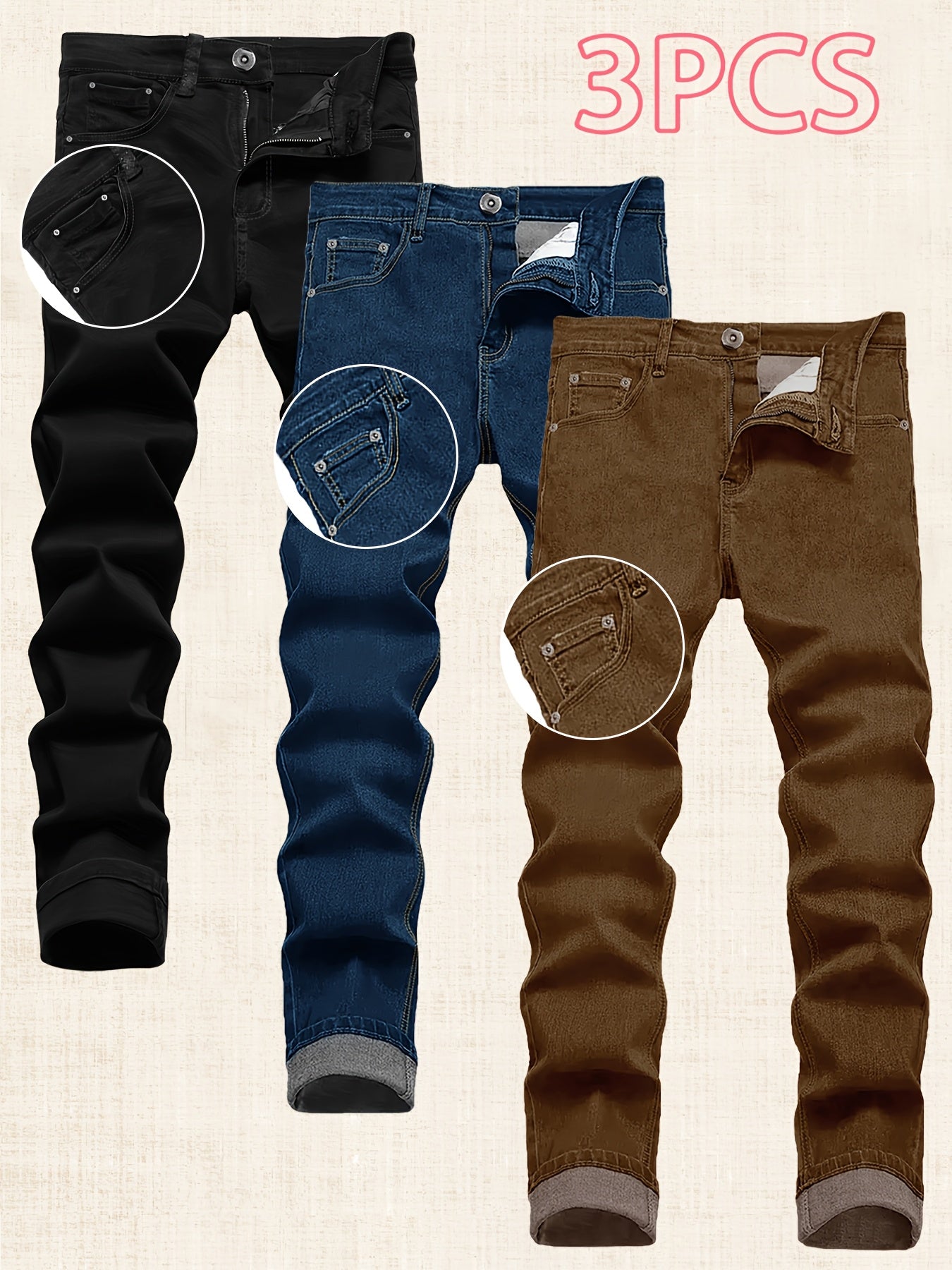 Men's Skinny Jeans - Stretch Comfort – Black Earthy Brown – Black option – main product image