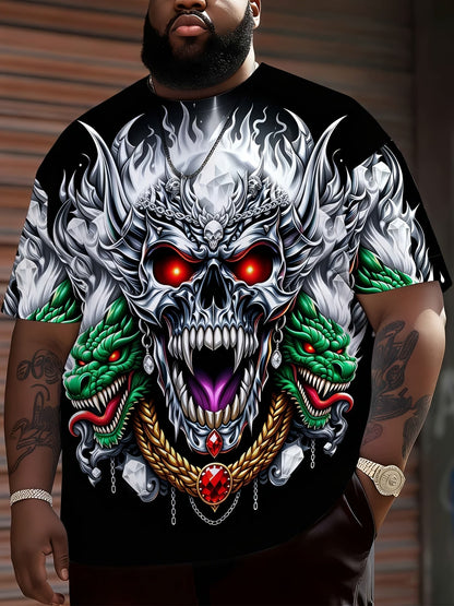 Men's Skull Graphic T-Shirt - Round Neck Short Sleeve – Sizes 0XL–9XL – view 3
