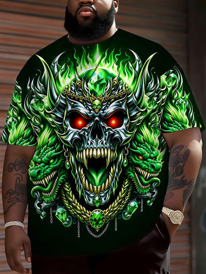 Men's Skull Graphic T-Shirt - Round Neck Short Sleeve – Sizes 0XL–9XL – view 6