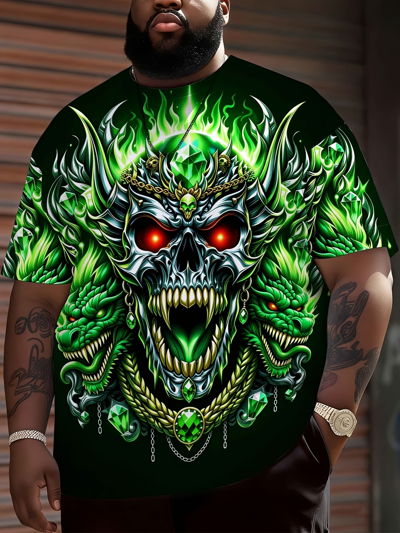 Men's Skull Graphic T-Shirt - Round Neck Short Sleeve – Sizes 0XL–9XL – view 11