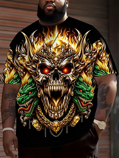 Men's Skull Graphic T-Shirt - Round Neck Short Sleeve – Sizes 0XL–9XL – view 21