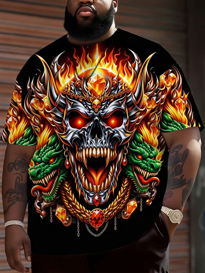 Men's Skull Graphic T-Shirt - Round Neck Short Sleeve – Sizes 0XL–9XL – view 30