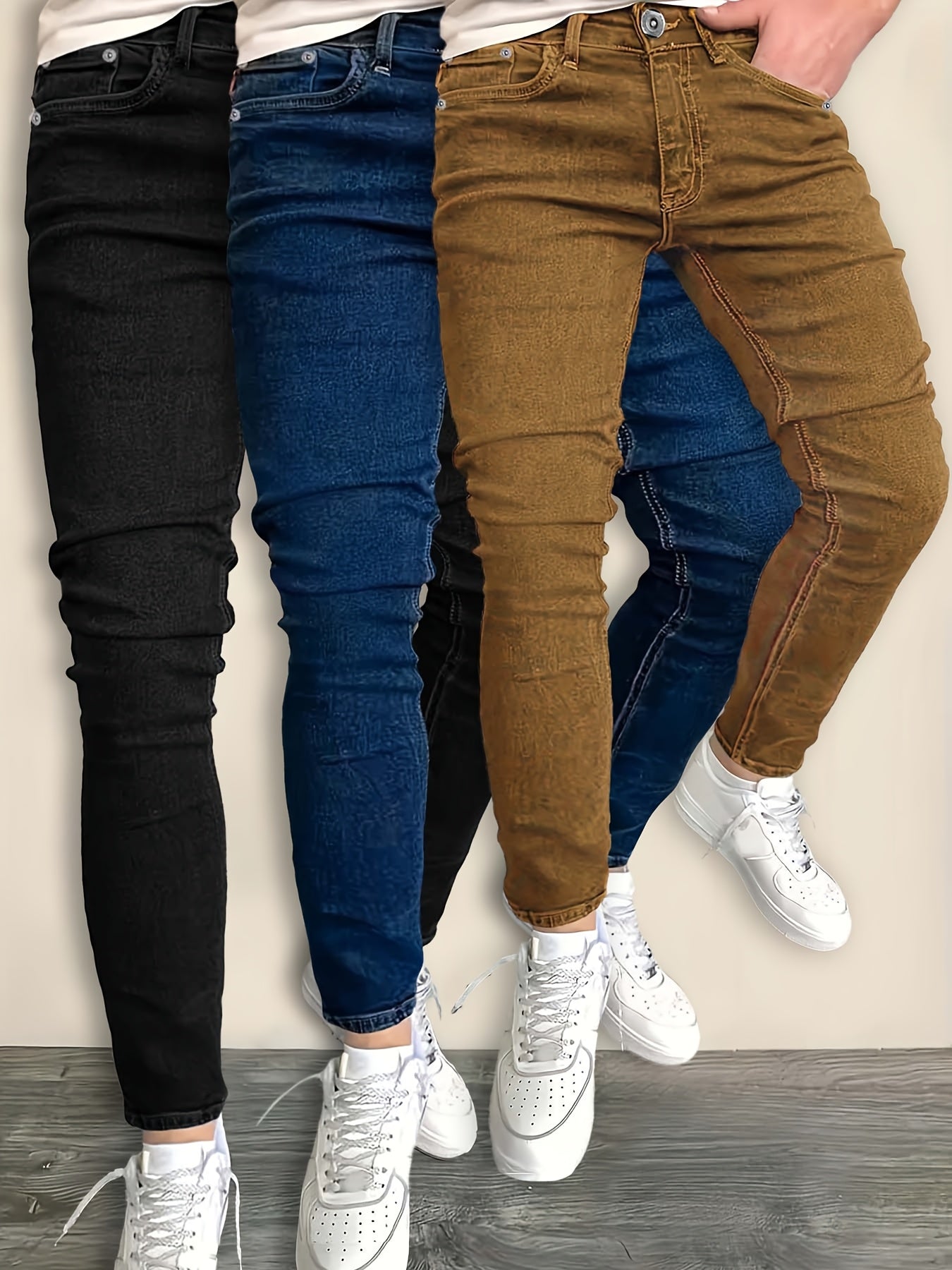 Men's Slim Fit Jeans 3-Pack - Stretch Denim Everyday Set – Black option – view 3