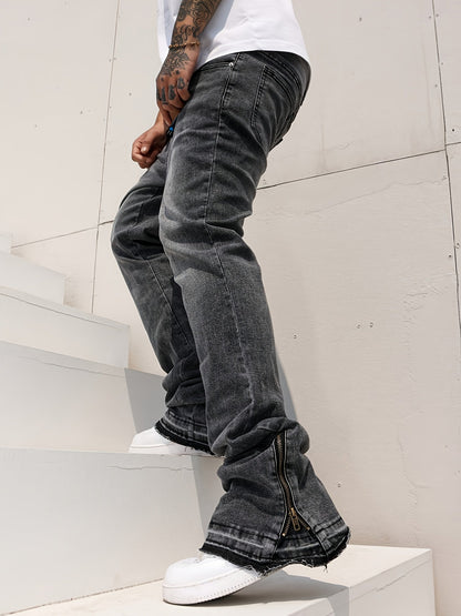 Men's Slim Fit Jeans - Black Denim Clean Finish – Grey – view 10