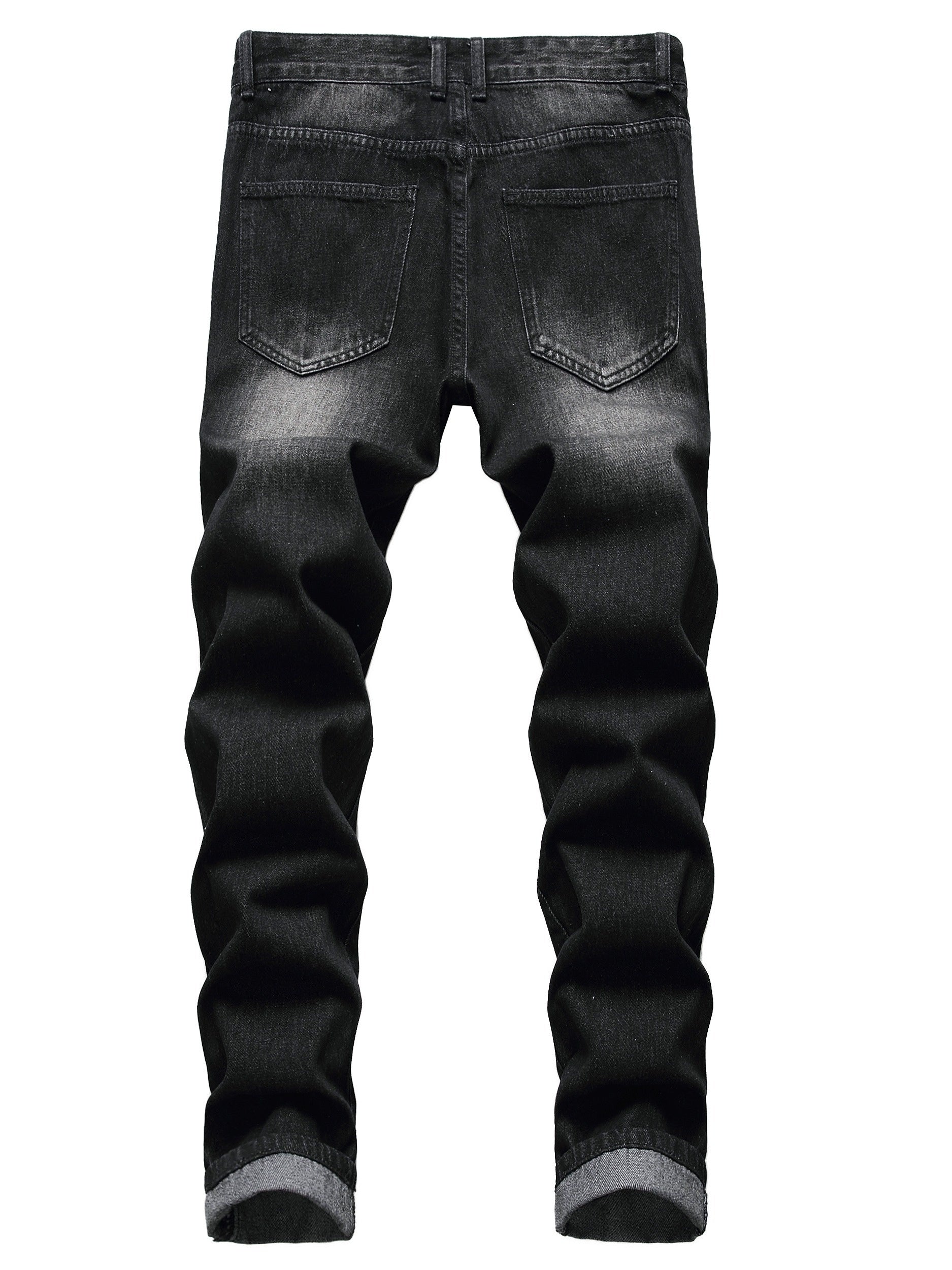 Men's Slim Fit Jeans - Black Denim Distressed – 4-Variant Selection – main product image