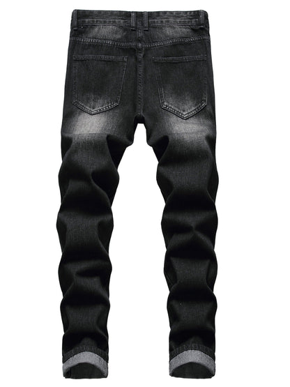 Men's Slim Fit Jeans - Black Denim Distressed – 4-Variant Selection – main product image