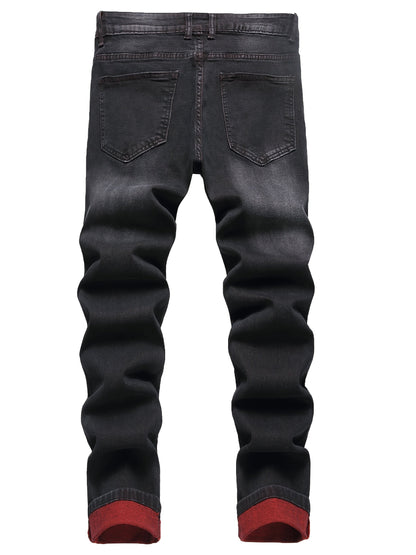 Men's Slim Fit Jeans - Black Denim Distressed – Mid Rise – view 9