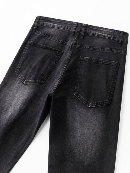 Men's Slim Fit Jeans - Black Denim Distressed – Mid Rise – view 10