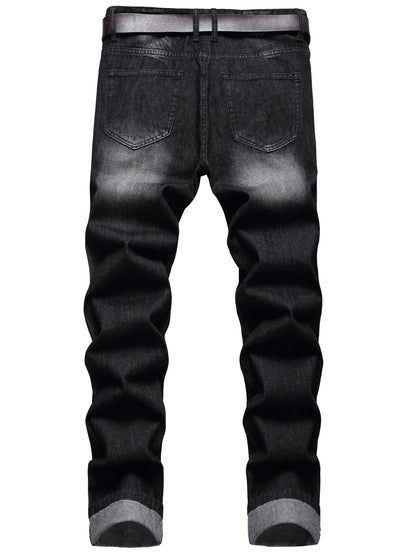 Men's Slim Fit Jeans - Black Denim Distressed – Sizes 28–40 – view 2