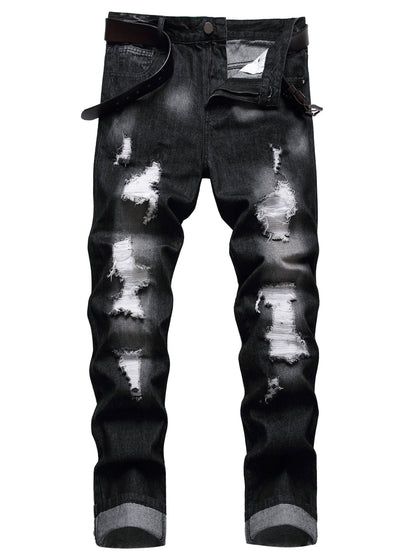 Men's Slim Fit Jeans - Black Denim Distressed – Sizes 28–40 – view 7