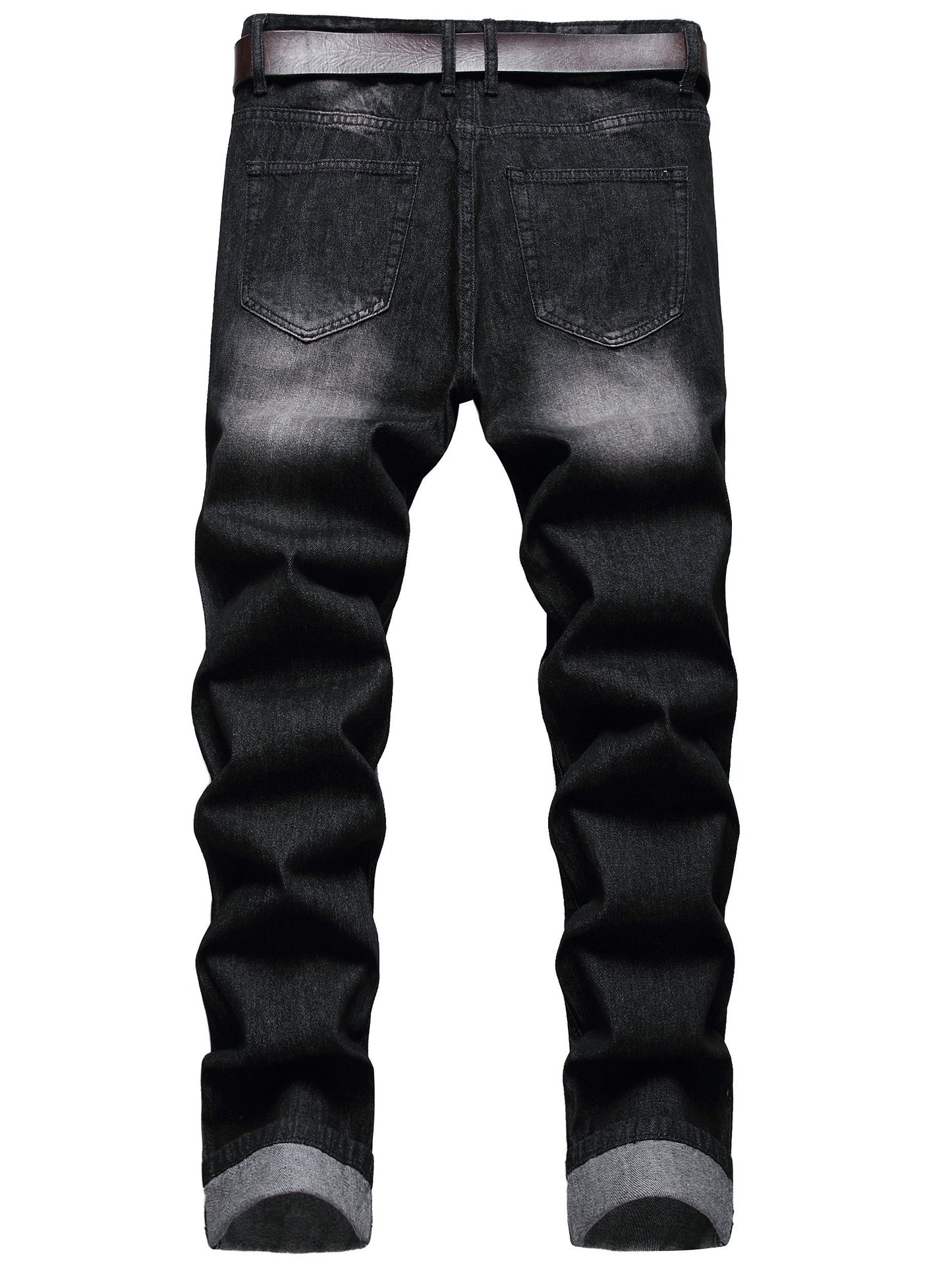 Men's Slim Fit Jeans - Black Denim Distressed – Sizes 28–40 – view 8
