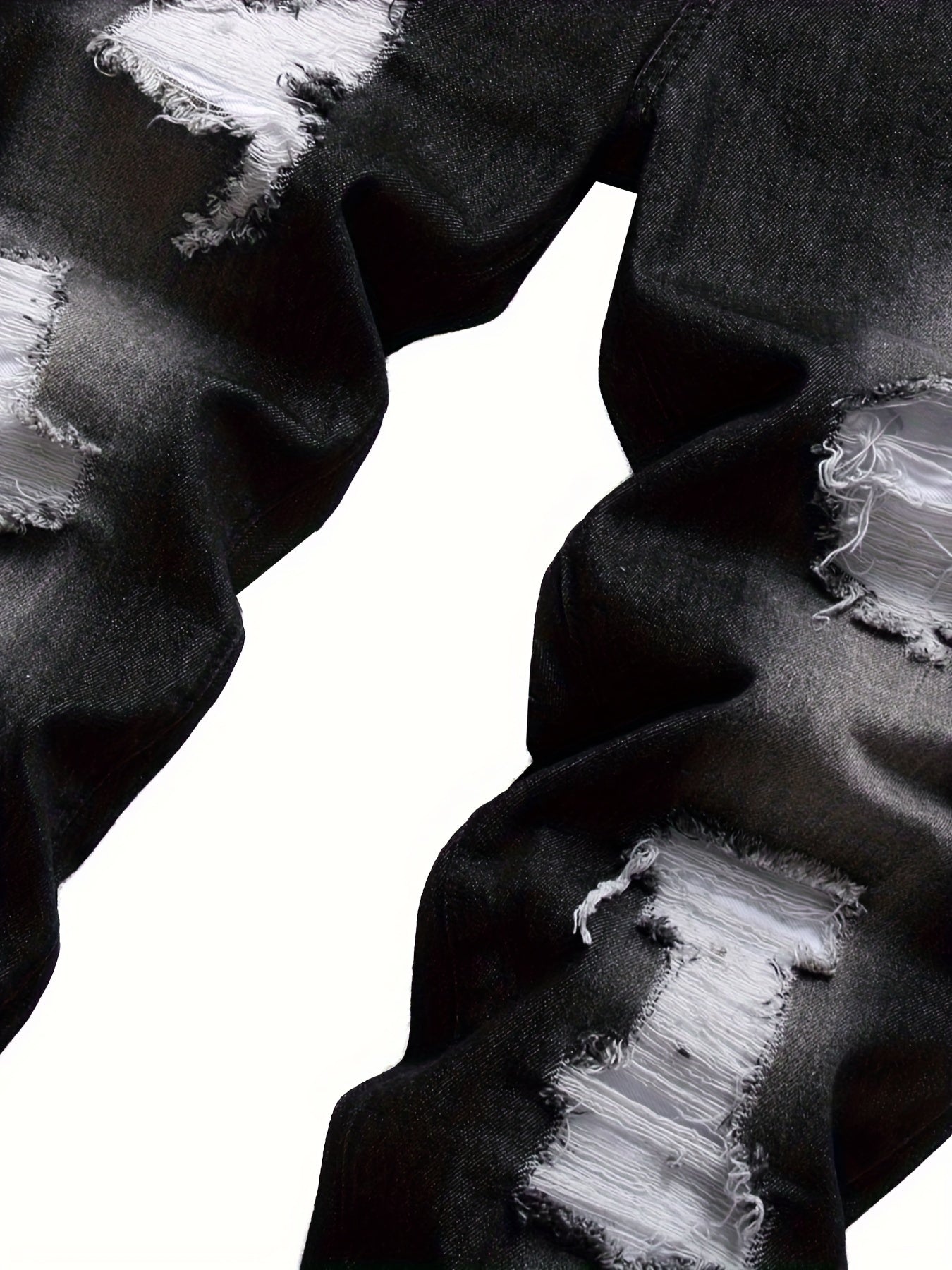 Men's Slim Fit Jeans - Black Denim Distressed – Sizes 28–40 – view 9