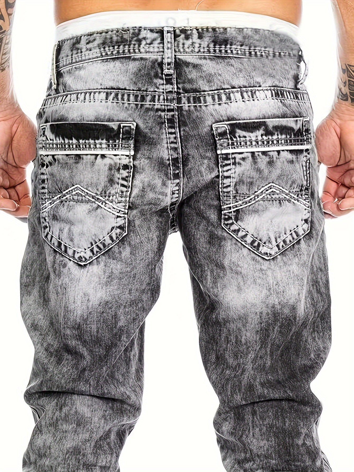 Men's Slim Fit Jeans - Black Denim Distressed – Sizes S–XXL – view 6