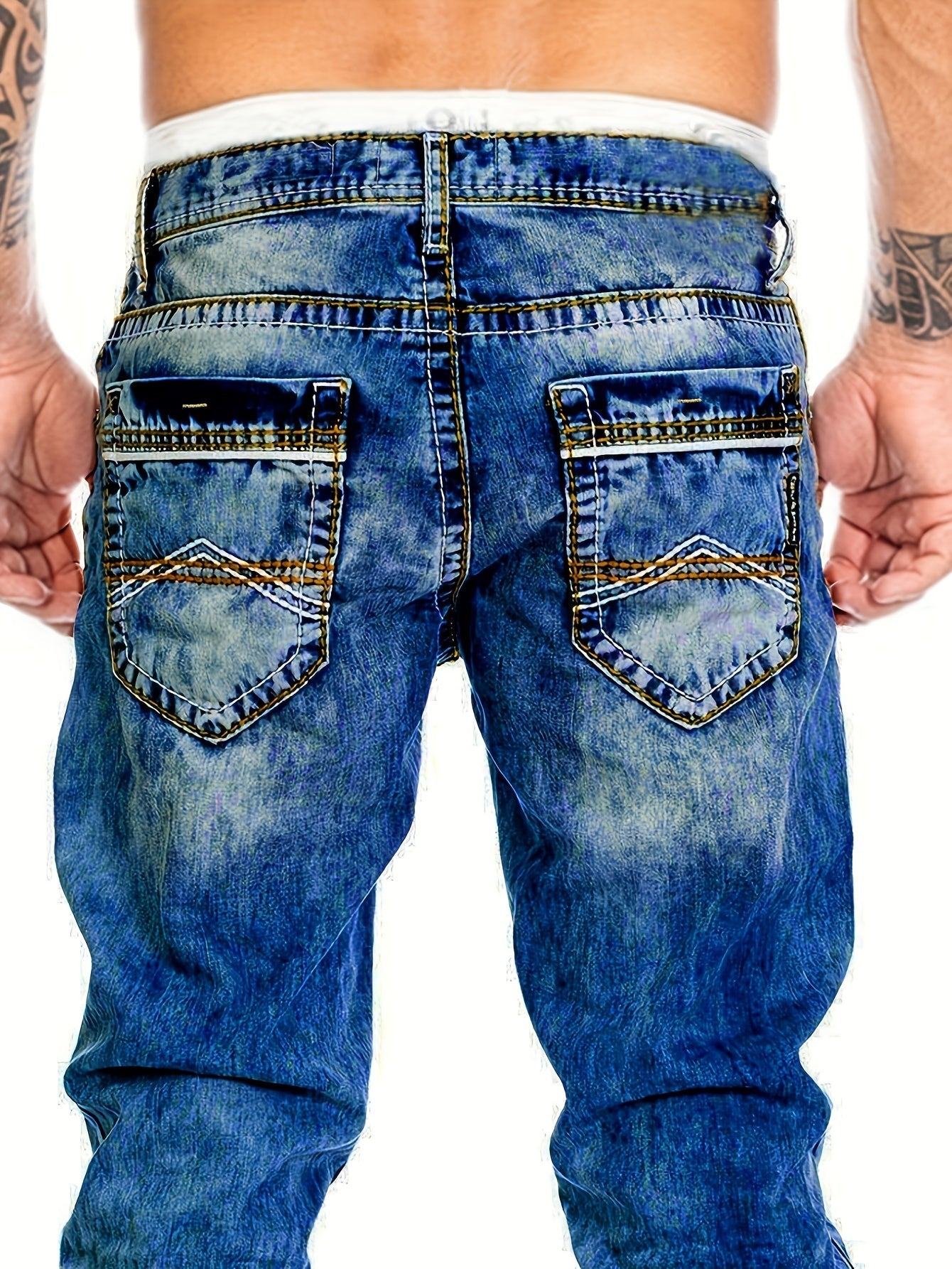 Men's Slim Fit Jeans - Black Denim Distressed – Sizes S–XXL – view 7